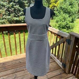 Banana Republic Women's Striped Sleeveless Sheath Dress Sz 10 Scoop Neck $120